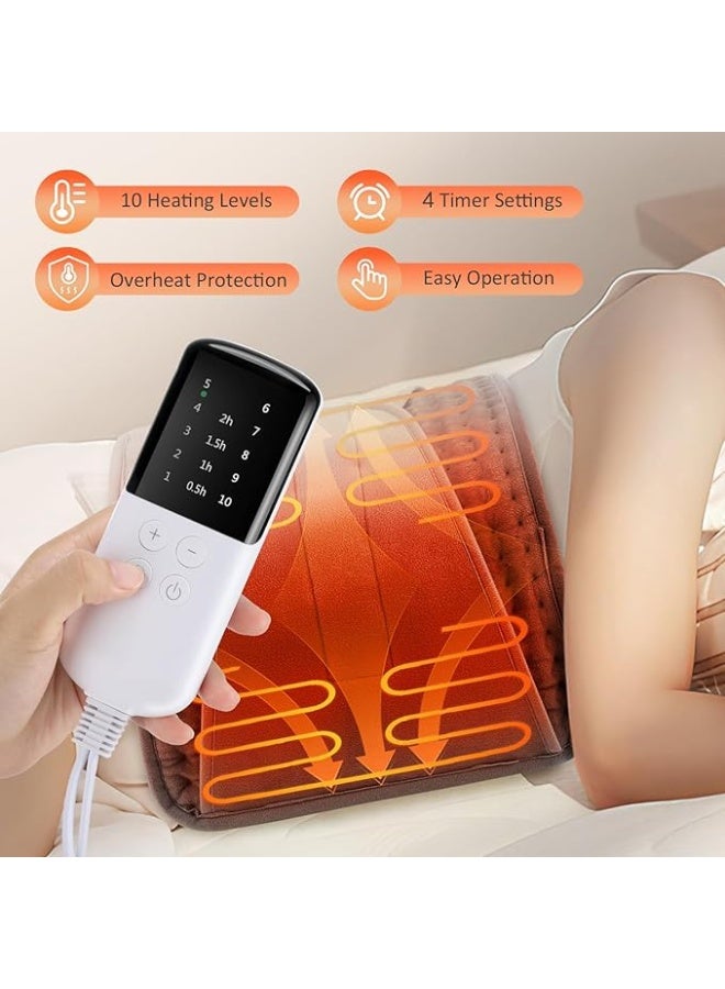 وسادة تسخين كهربائية 50×12" – ١٠ مستويات حرارة و٤ إعدادات توقيت، حزام للظهر والخصر والرقبة والكتف والساق لتخفيف الألم، إيقاف تلقائي، قابل للغسل - Image 5